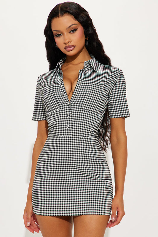 Buy Me Flowers Gingham Romper - Black/combo
