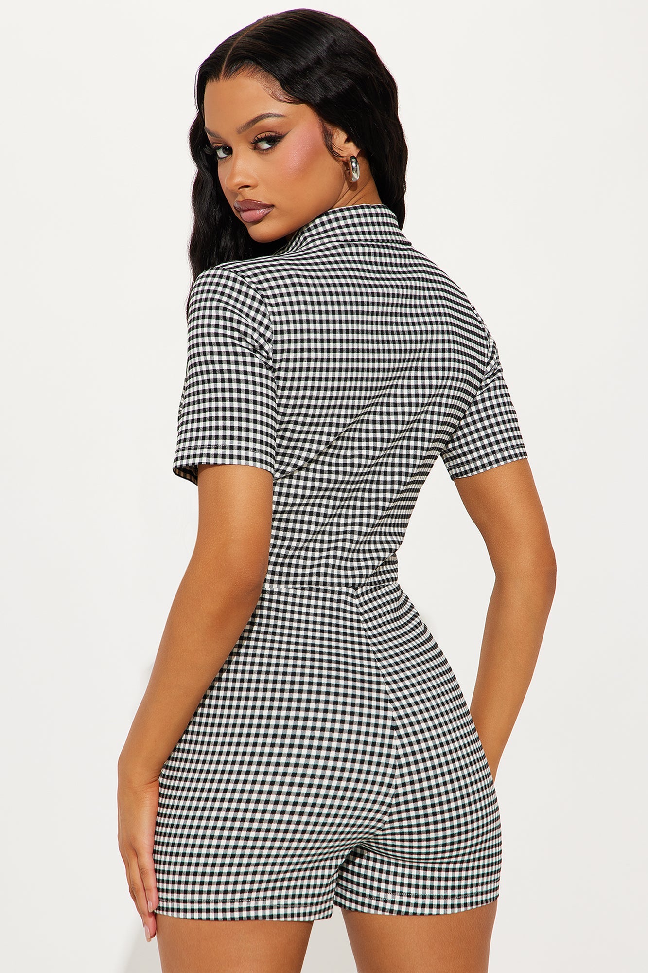 Buy Me Flowers Gingham Romper - Black/combo