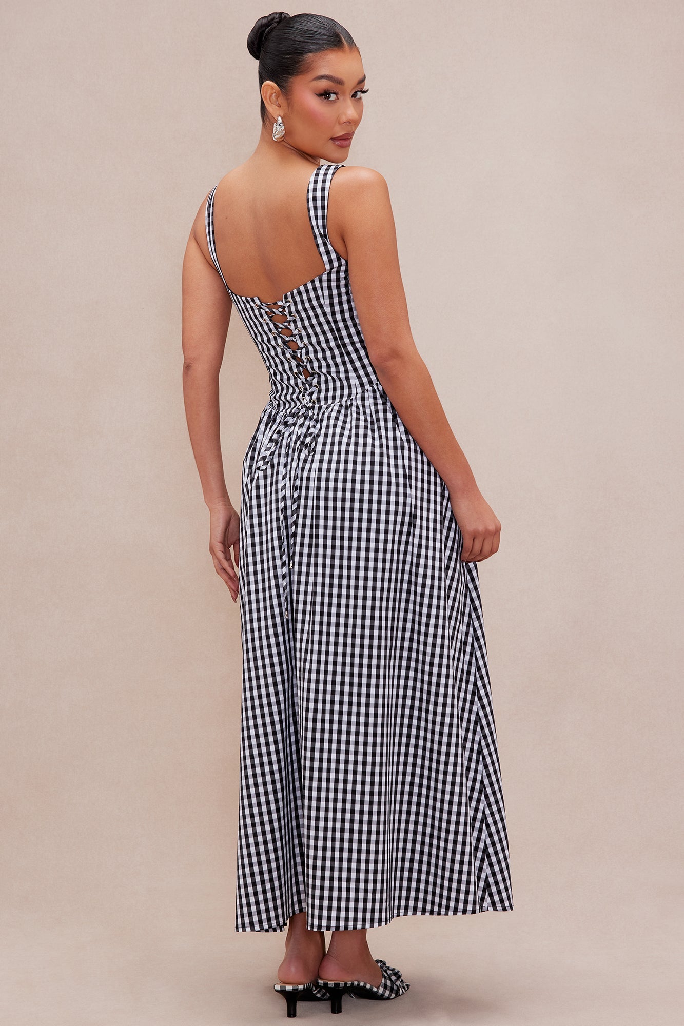 Willow Gingham Maxi Dress - Black/White