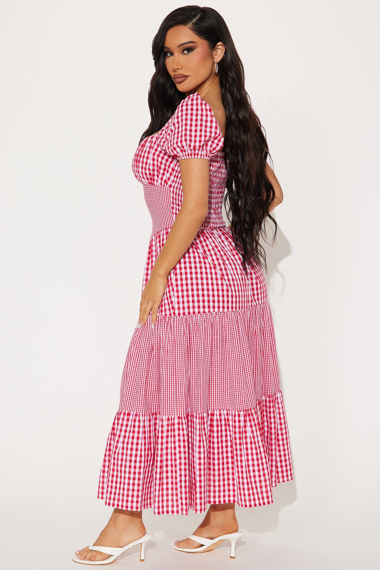 Sammie Gingham Midi Dress - Red