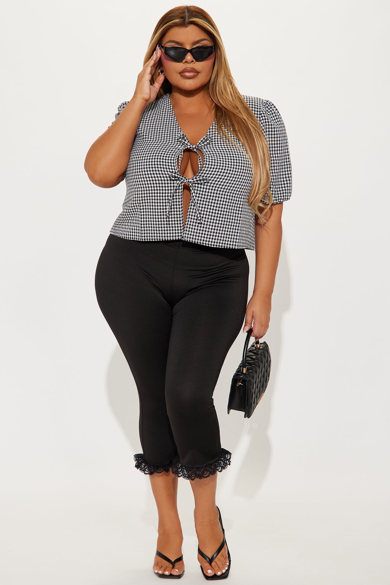 Brunch Girl Gingham Top - Black/White