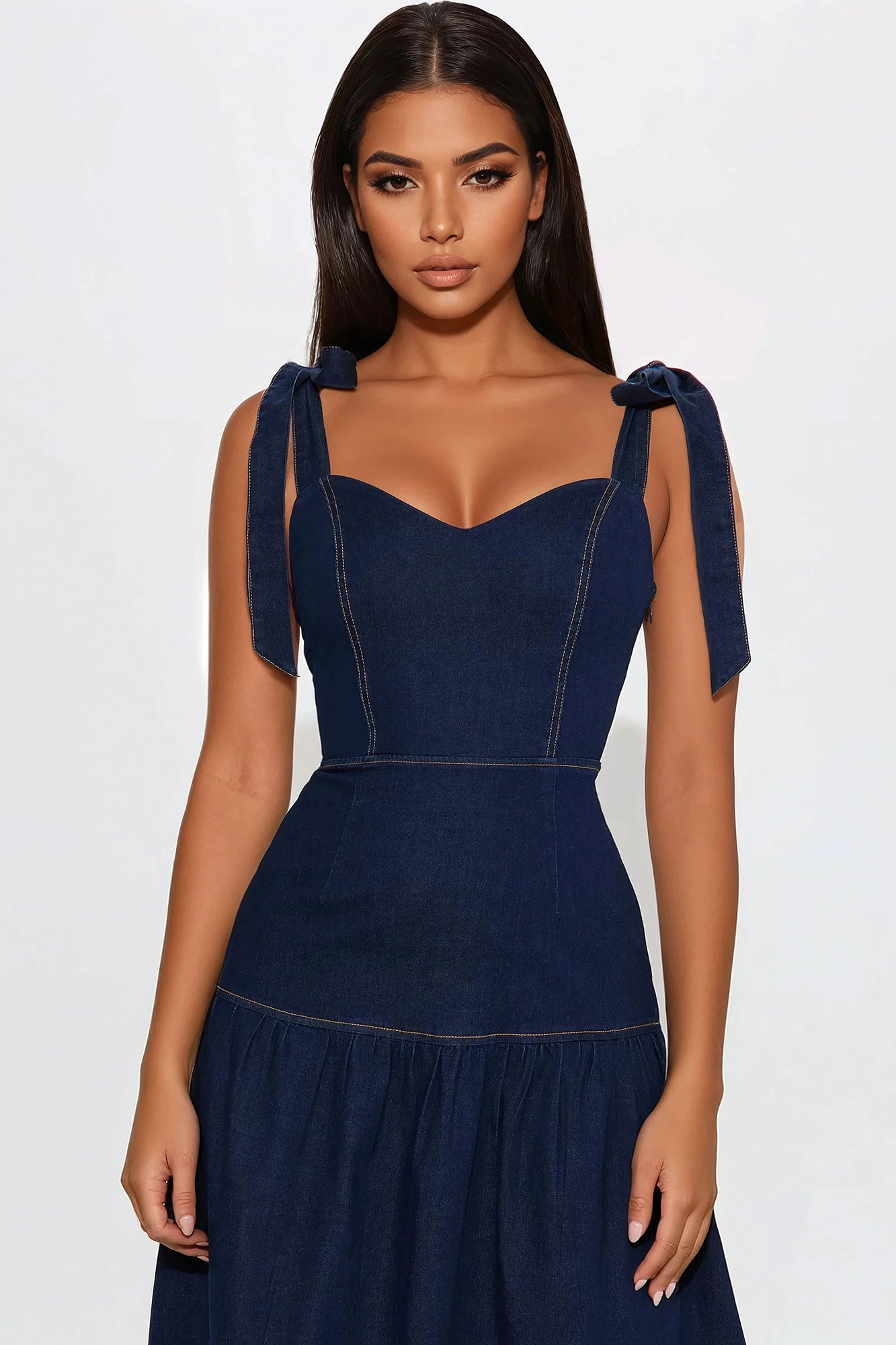 Imelda Denim Maxi Dress - Dark Wash