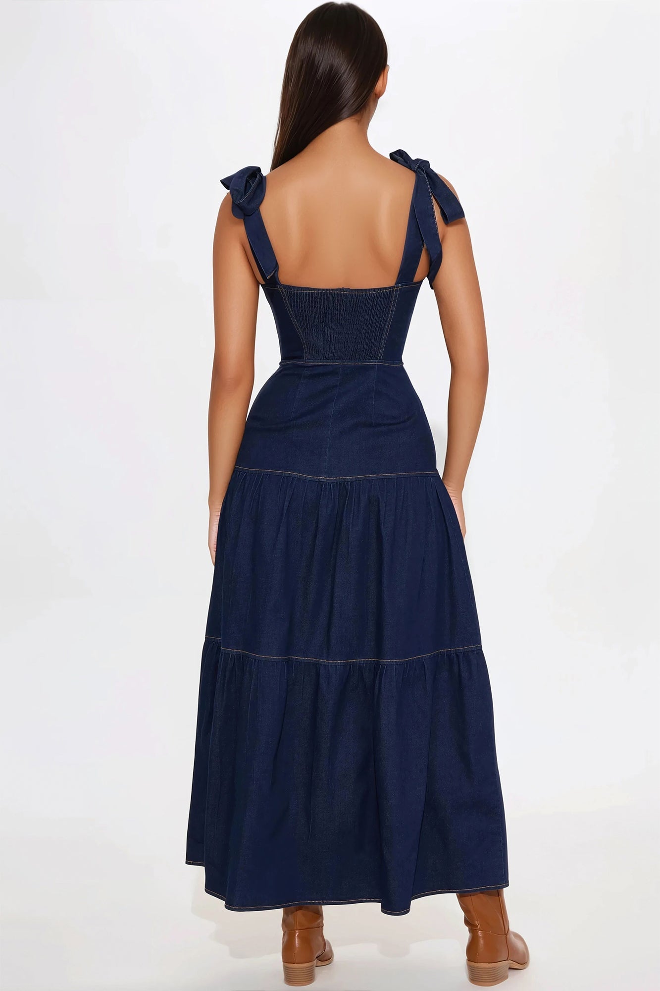 Imelda Denim Maxi Dress - Dark Wash