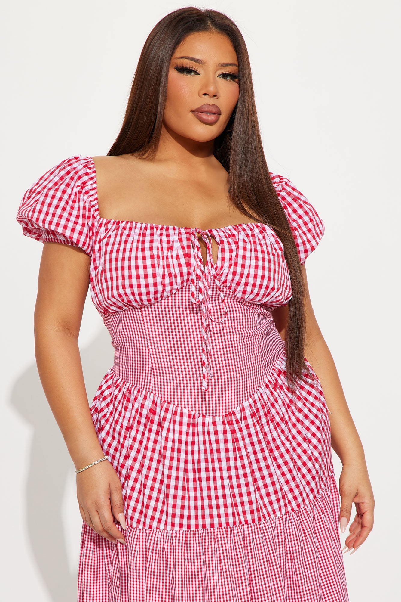 Sammie Gingham Midi Dress - Red