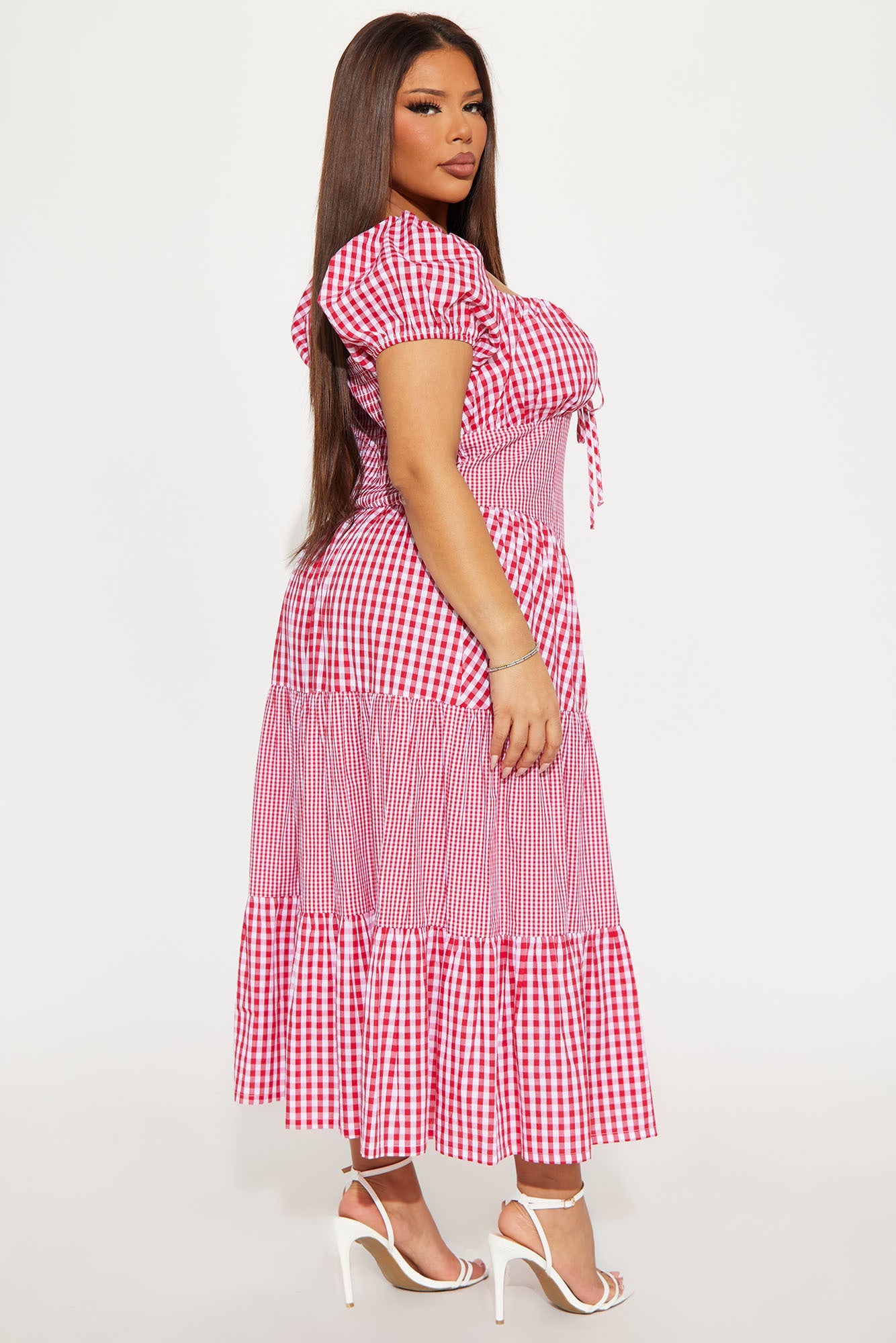 Sammie Gingham Midi Dress - Red