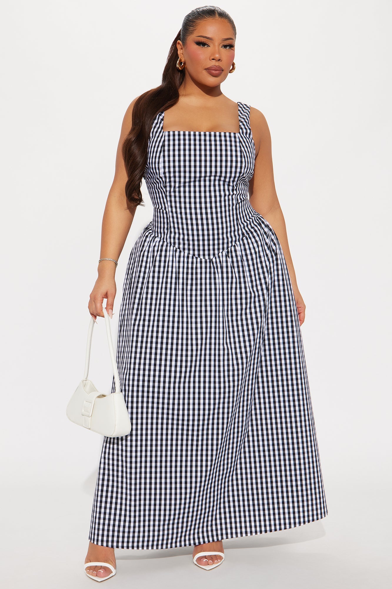 Willow Gingham Maxi Dress - Black/White