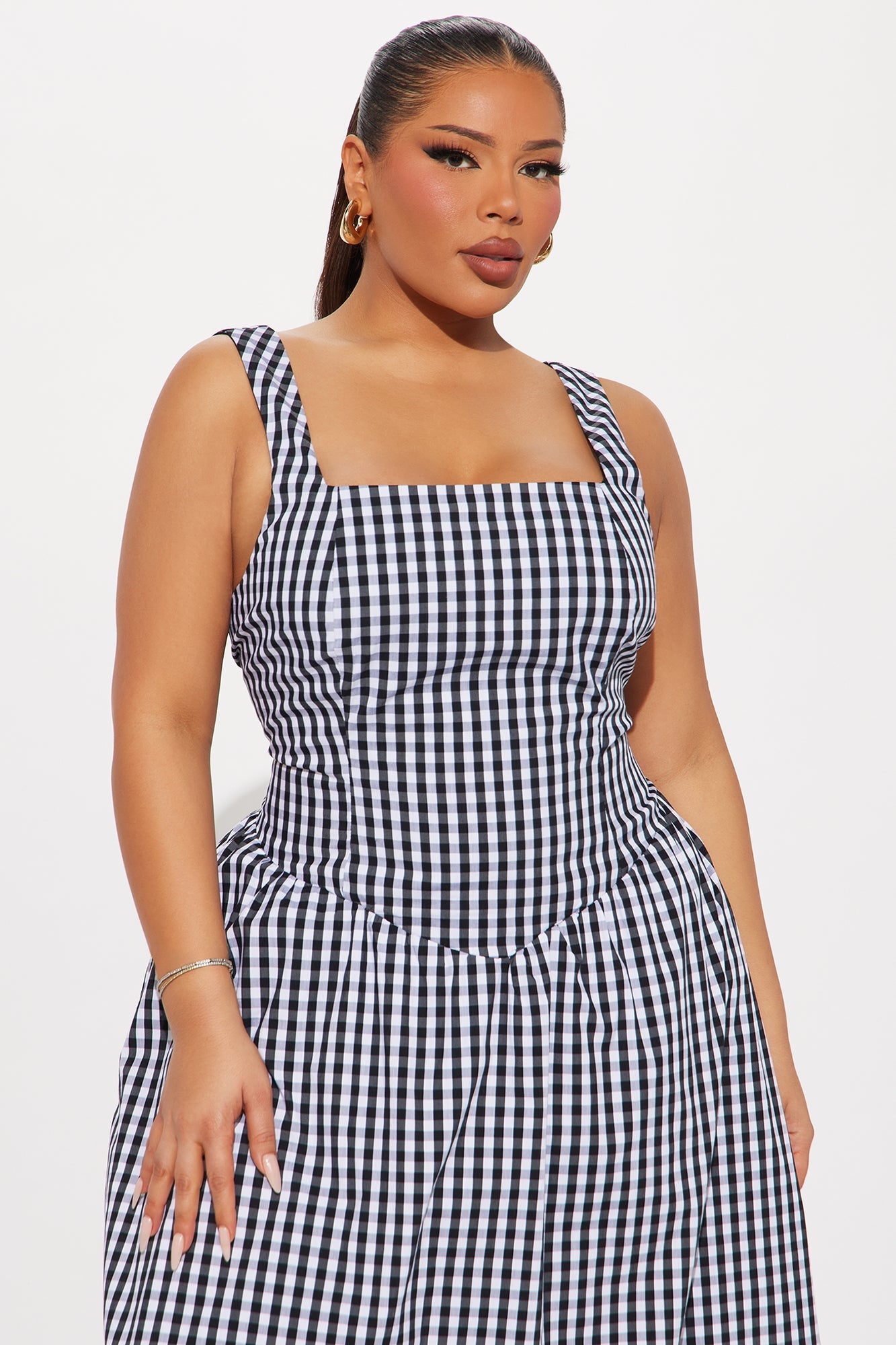 Willow Gingham Maxi Dress - Black/White