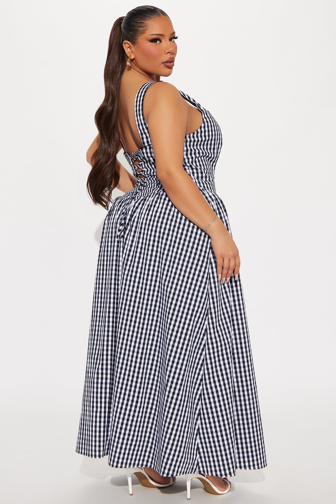 Willow Gingham Maxi Dress - Black/White