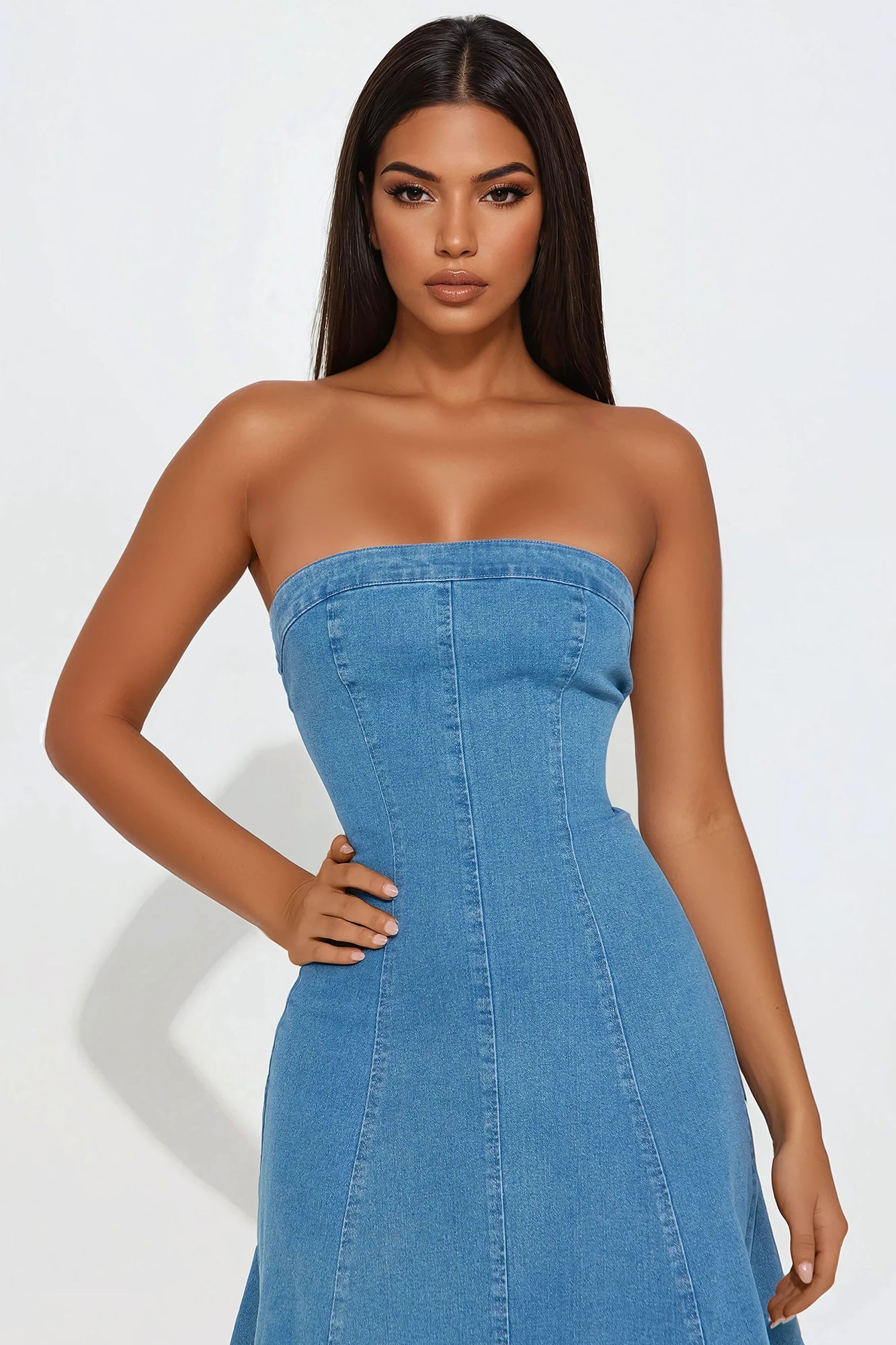 Ruthie Denim Mini Dress - Medium Wash