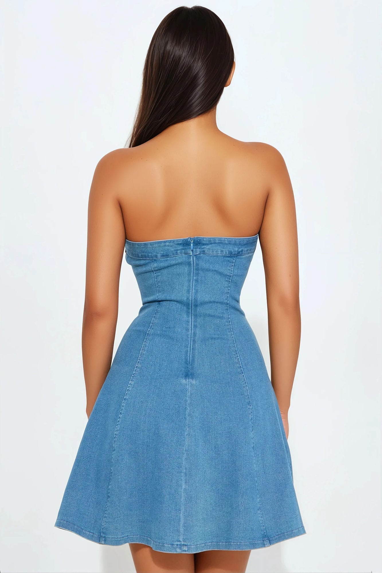 Ruthie Denim Mini Dress - Medium Wash