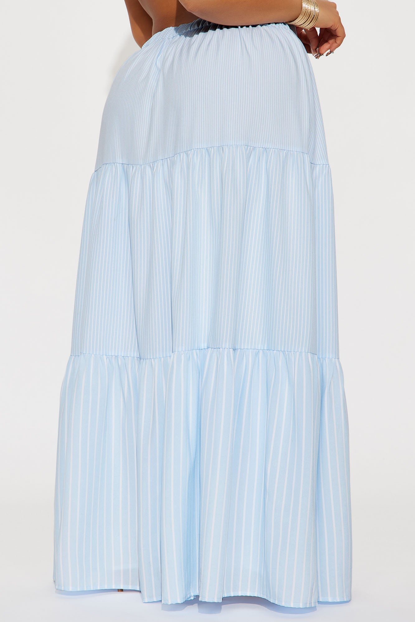 Meilani Striped Tiered Maxi Skirt - Blue/combo