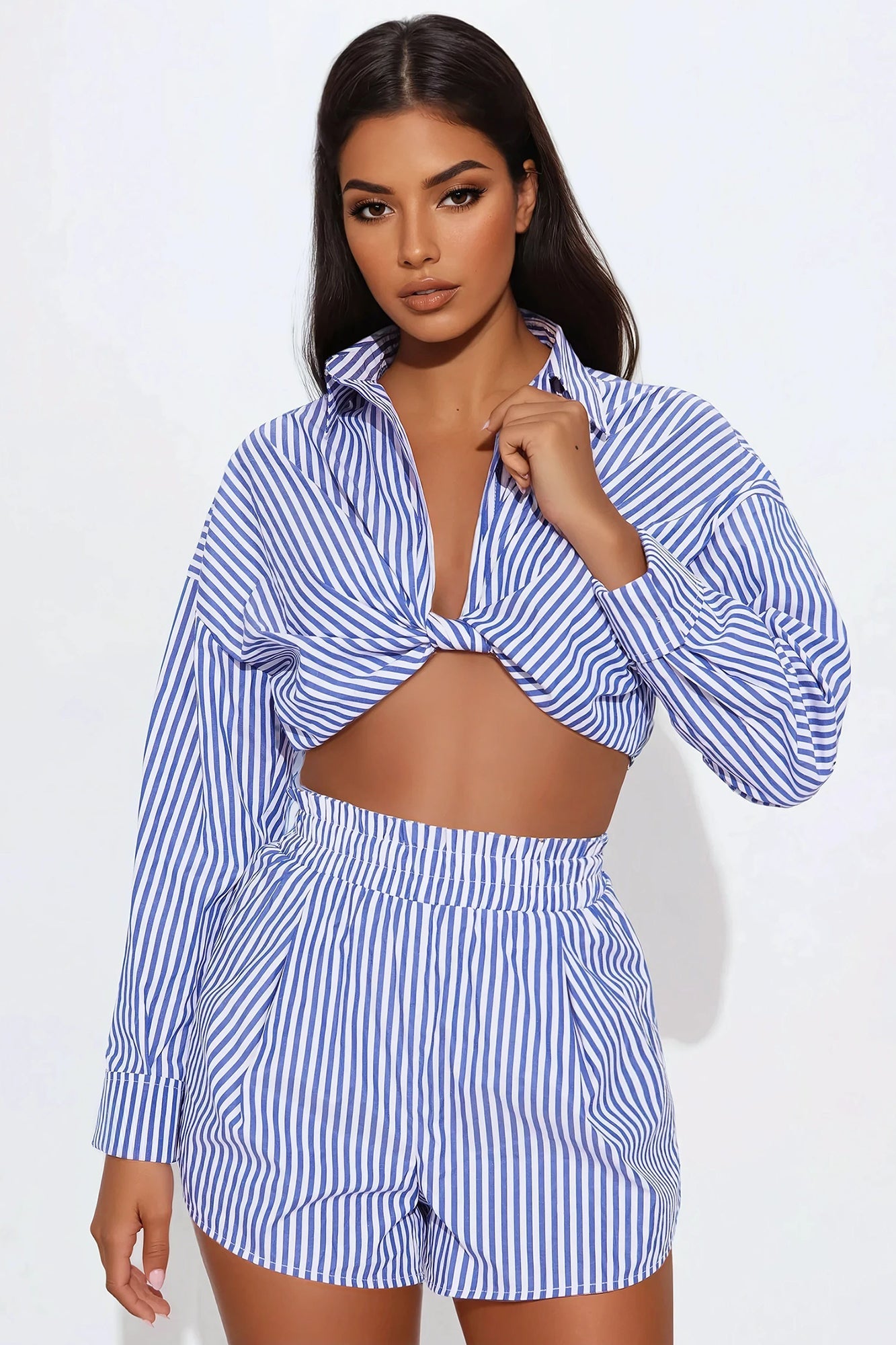 Coco Striped Short Set - Blue/combo