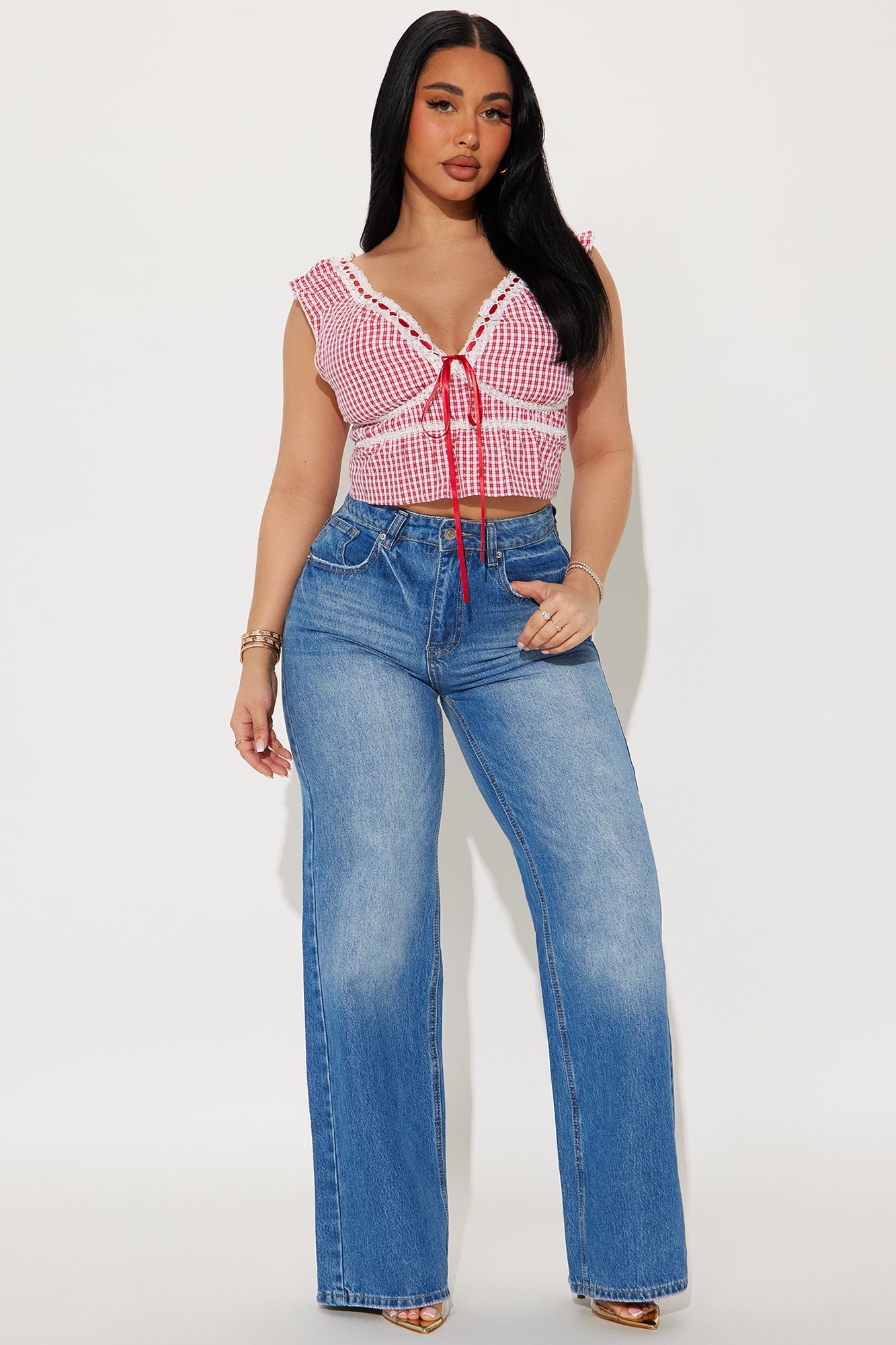 Picnic Walk Gingham Top - Red/White