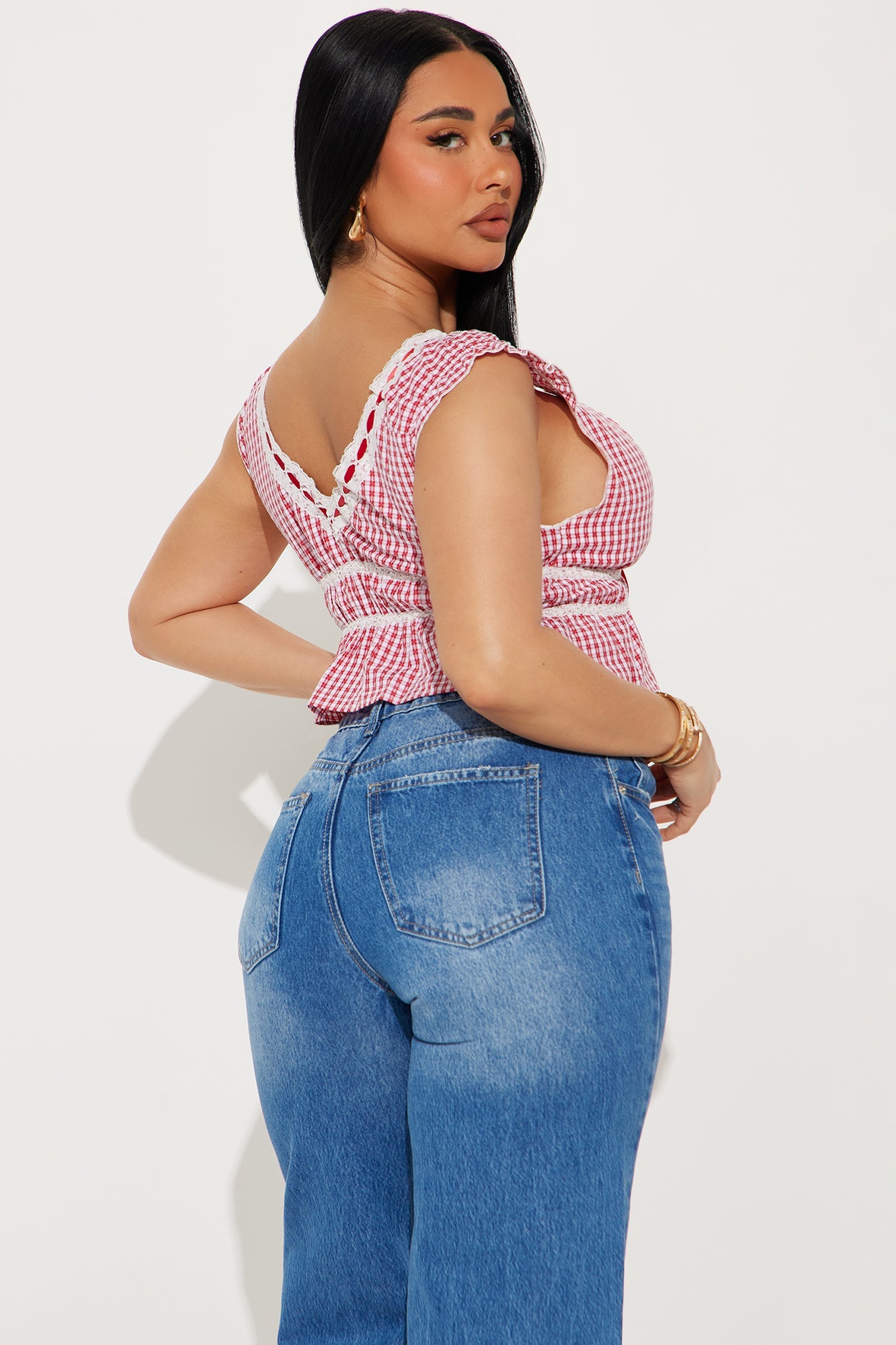 Picnic Walk Gingham Top - Red/White