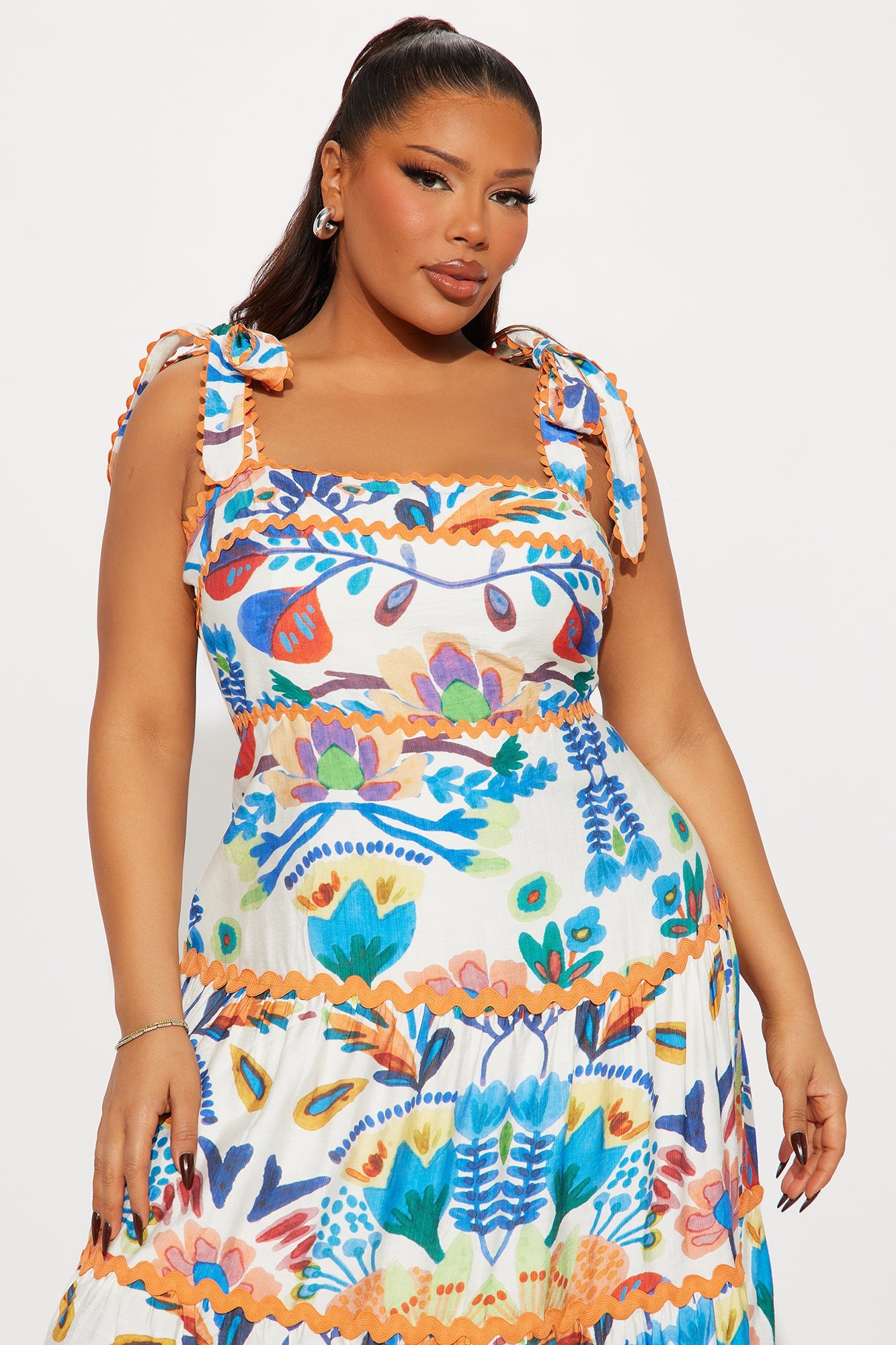 Norah Linen Maxi Dress - White/combo