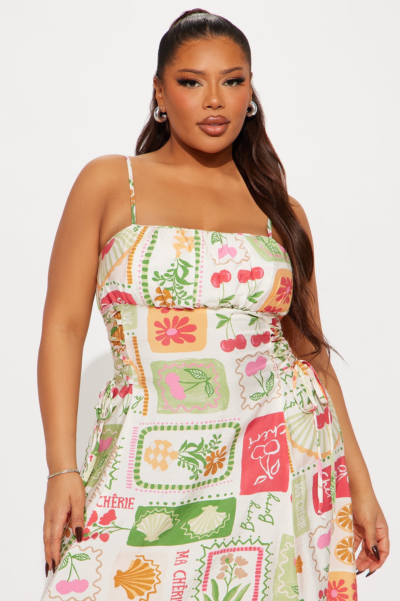 Jackie Lace Up Midi Dress - Taupe/combo
