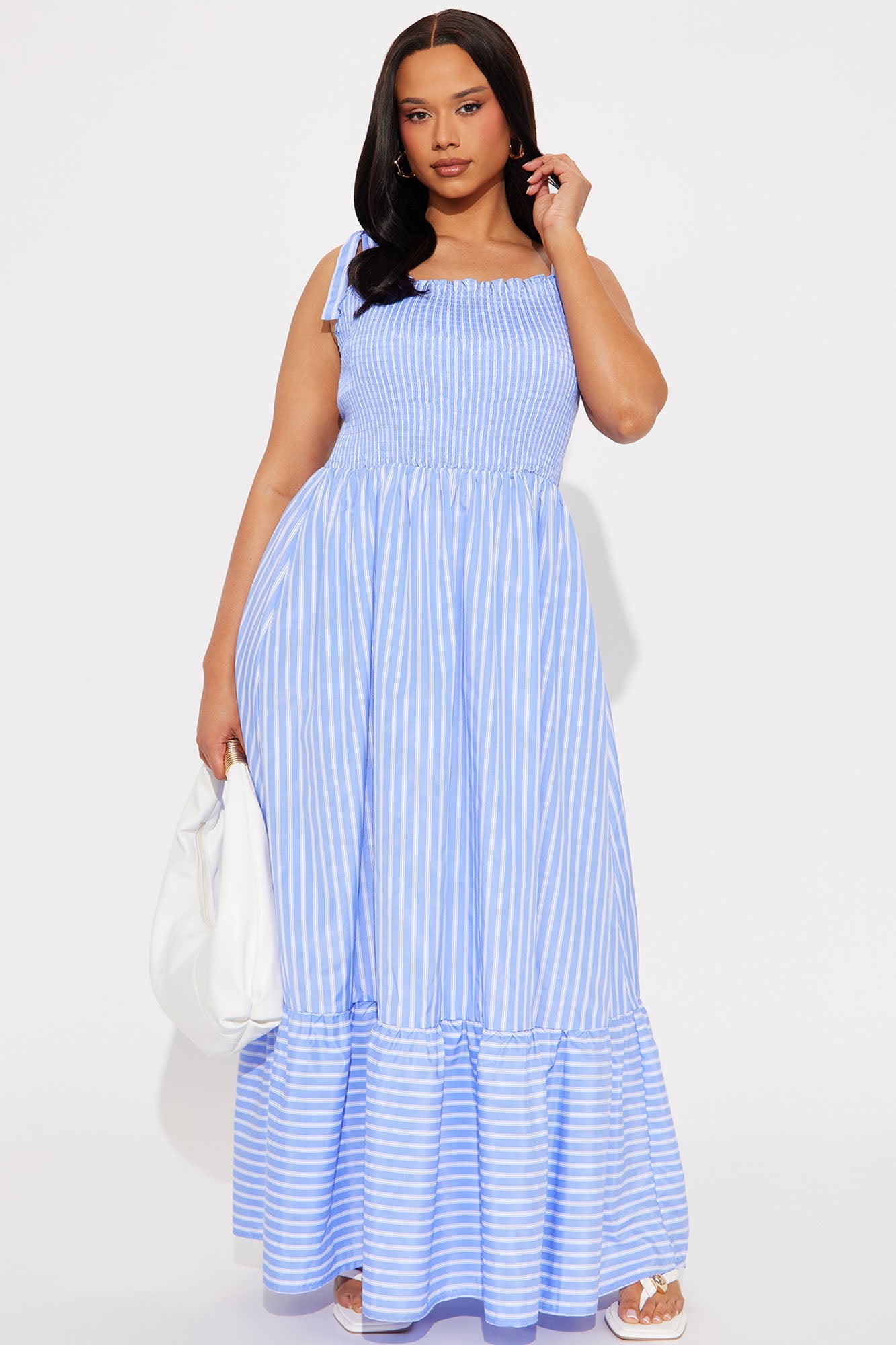 Kassi Poplin Maxi Dress - Blue/combo