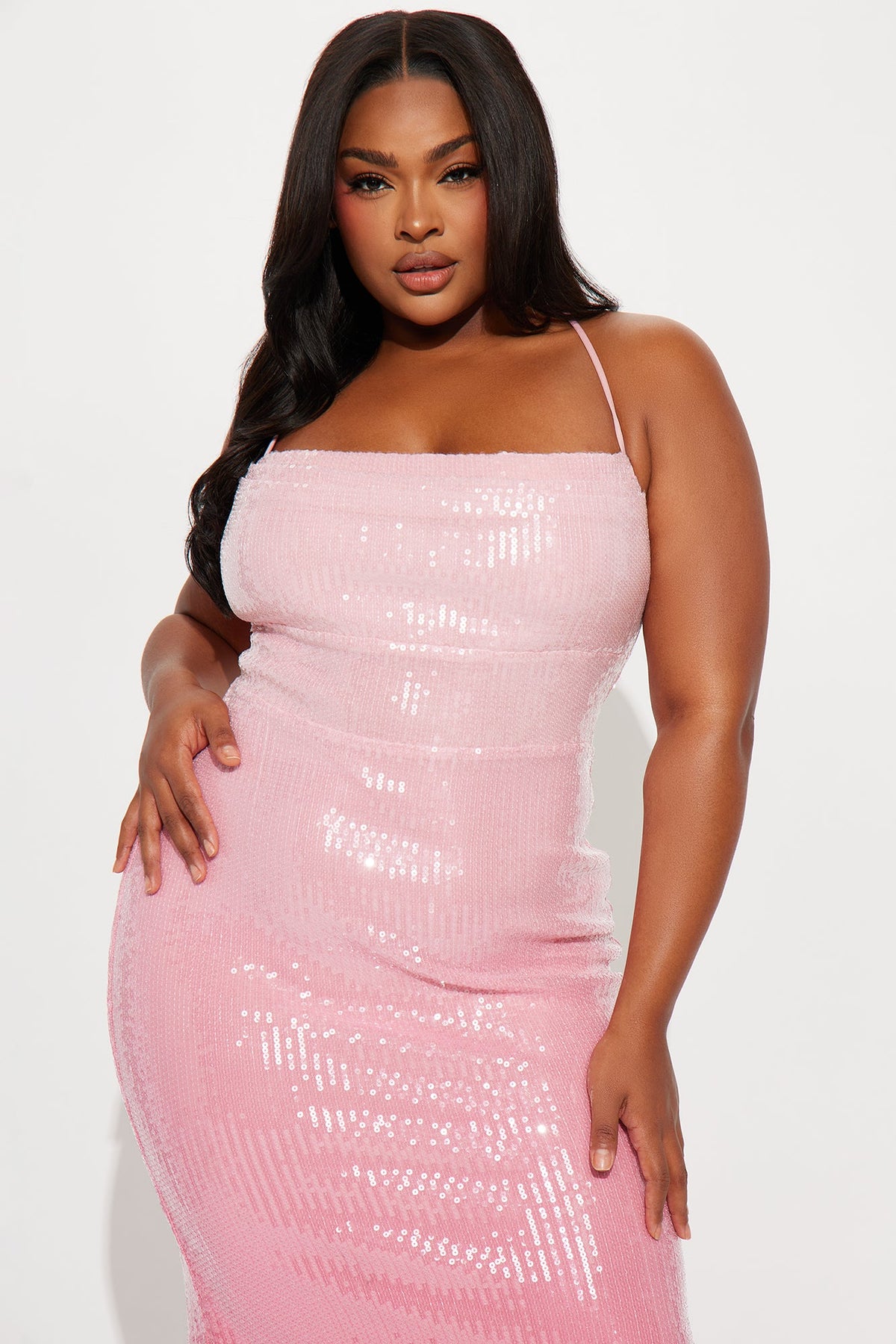 Jenna Sequin Ombre  Maxi Dress - Pink
