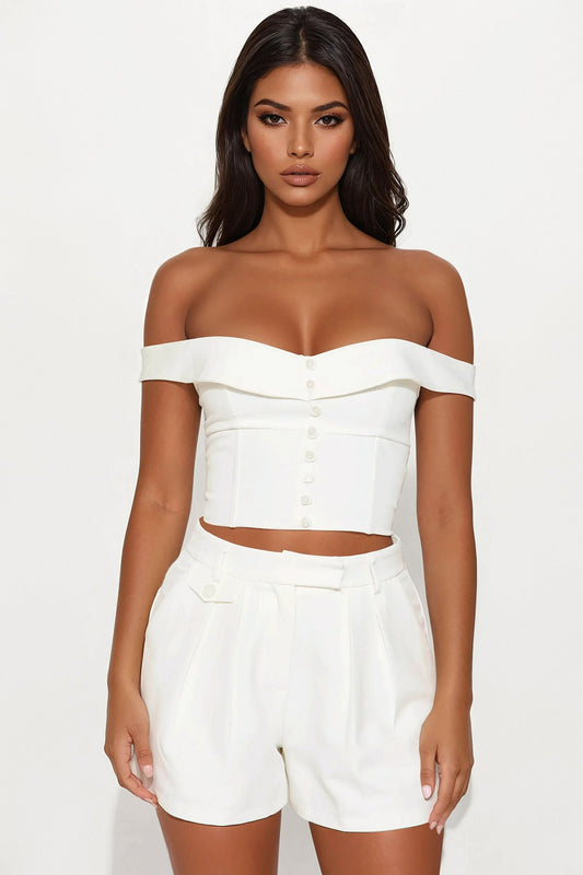 Work Trip Short Set - White