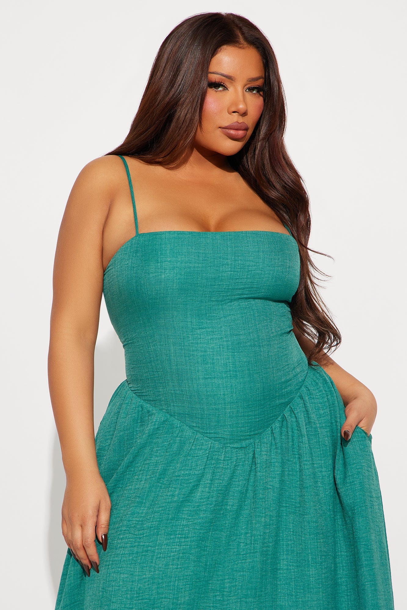 Salina A Line Maxi Dress - Green