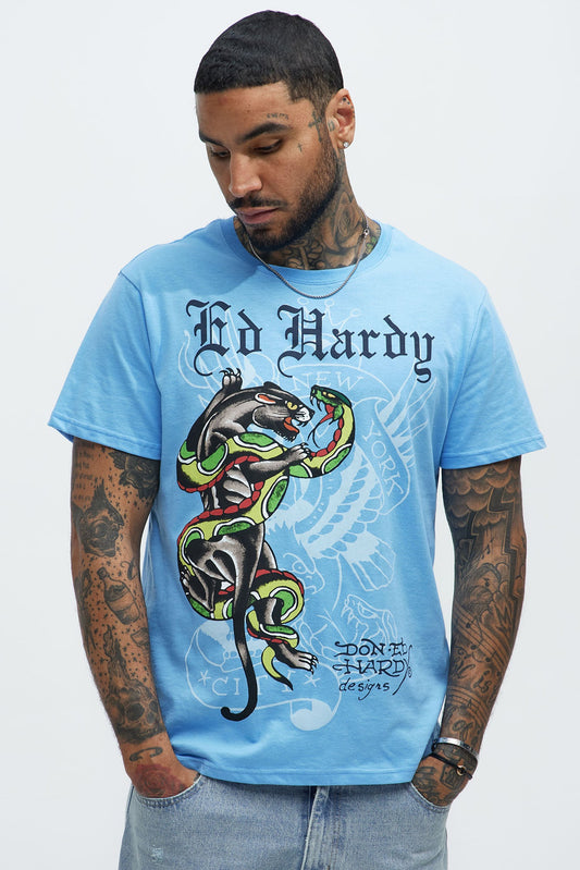 Ed Hardy Panther Snake Short Sleeve Tee - Light Blue