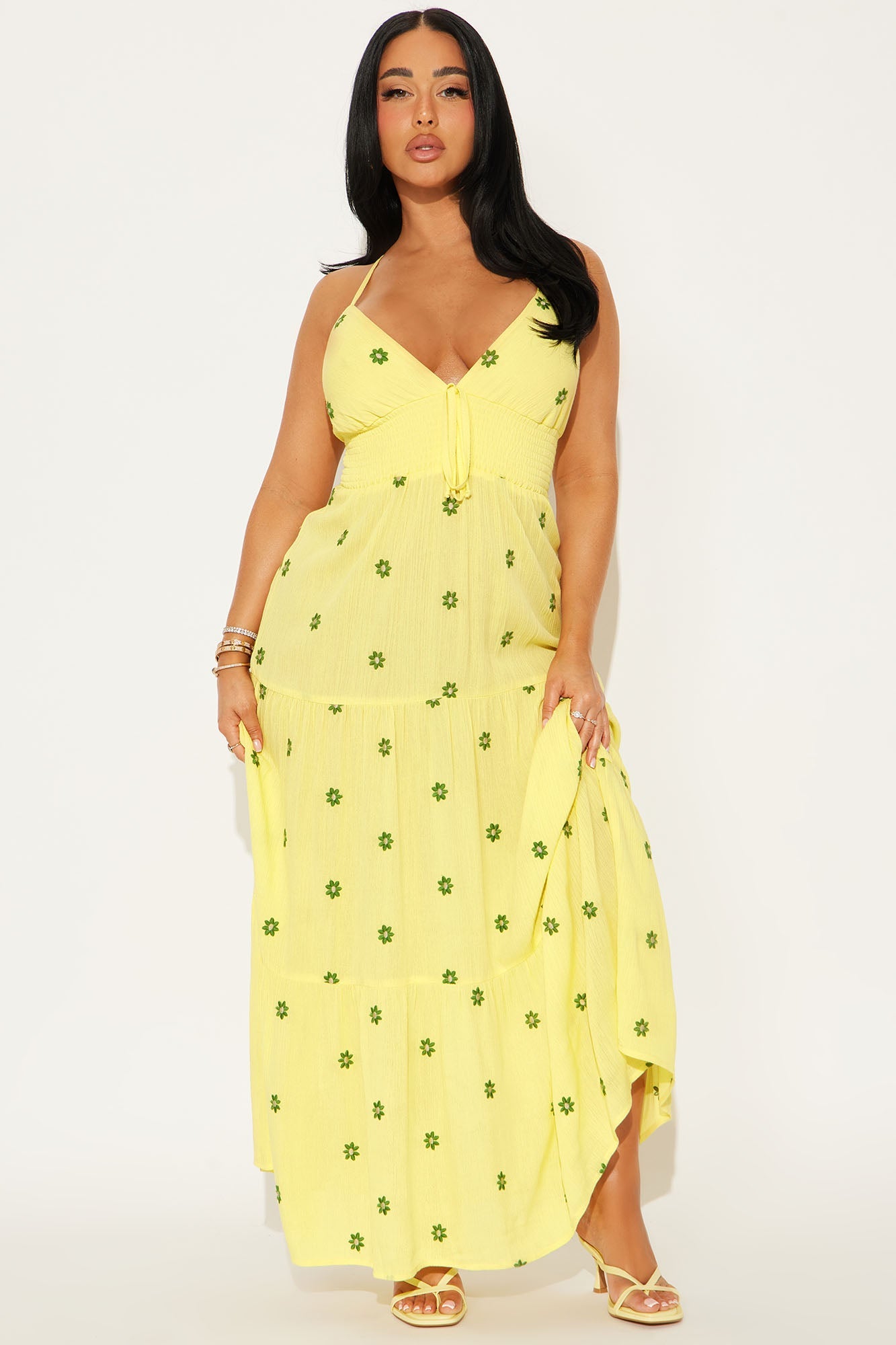 Alana Embroidered Maxi Dress - Butter Yellow