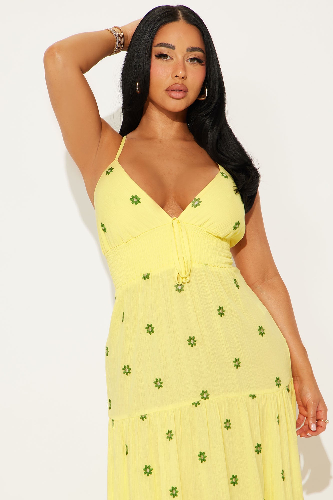Alana Embroidered Maxi Dress - Butter Yellow
