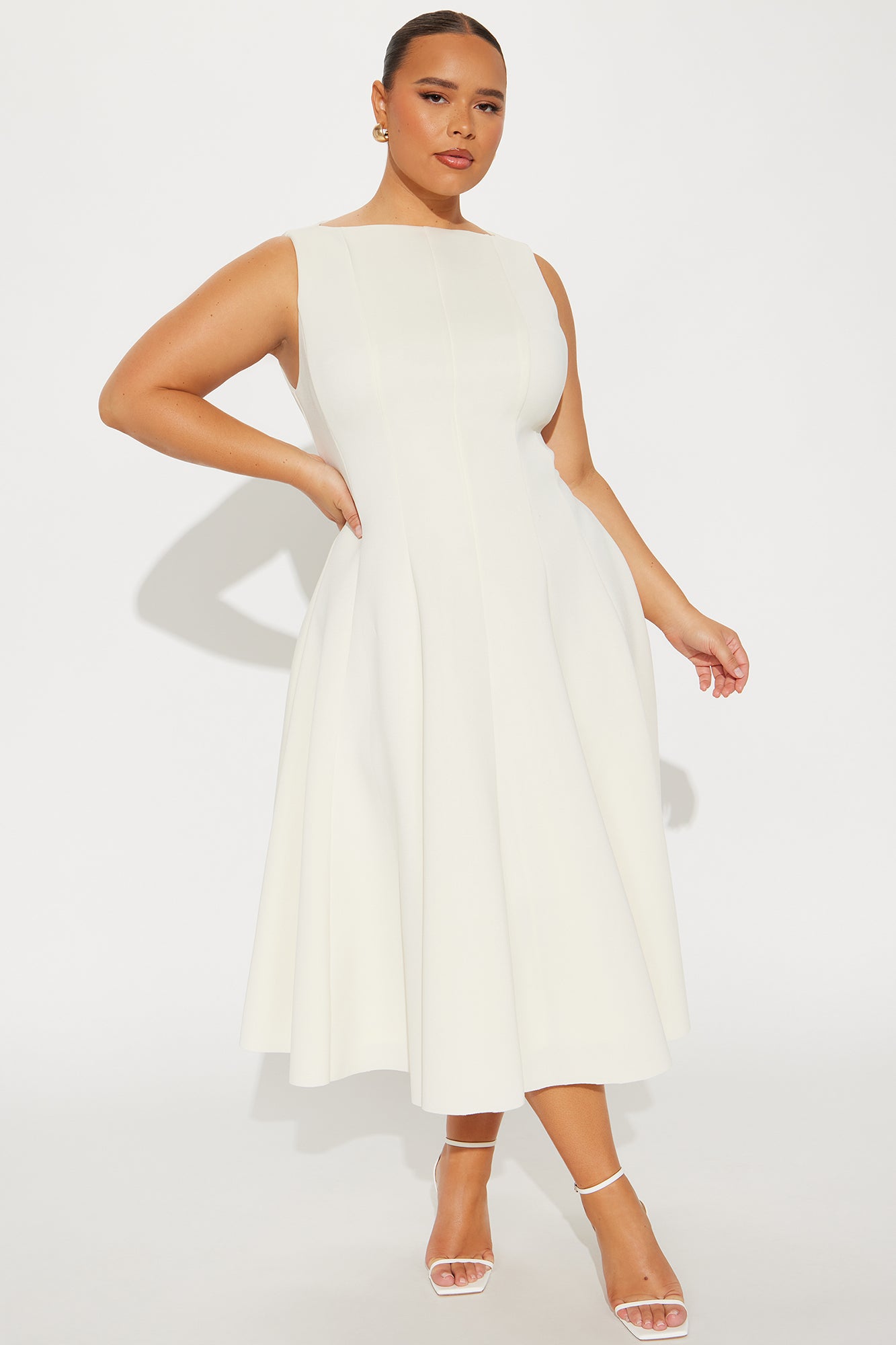 Sweet Sunday Pleated Midi Dress - Cream