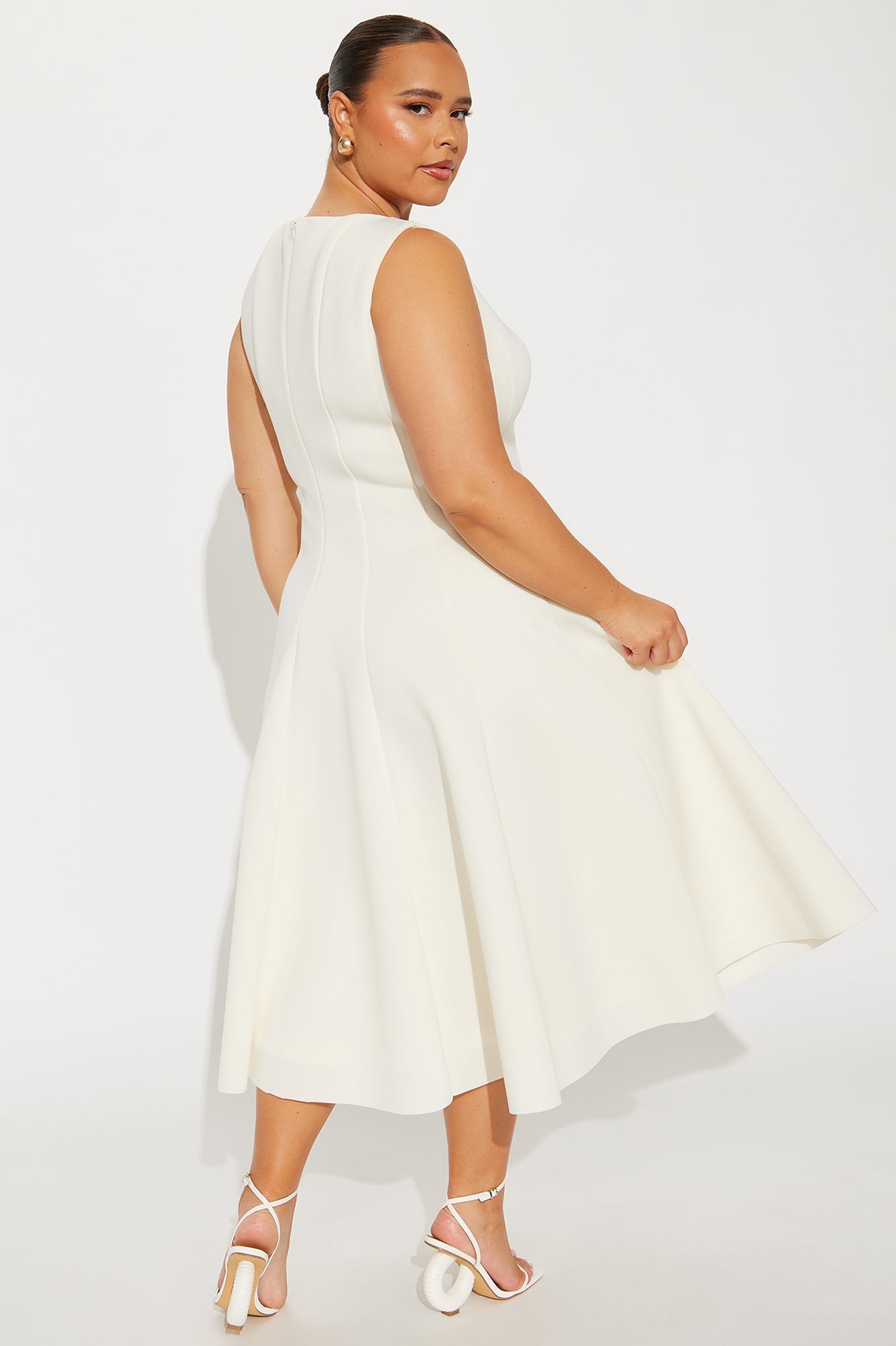 Sweet Sunday Pleated Midi Dress - Cream