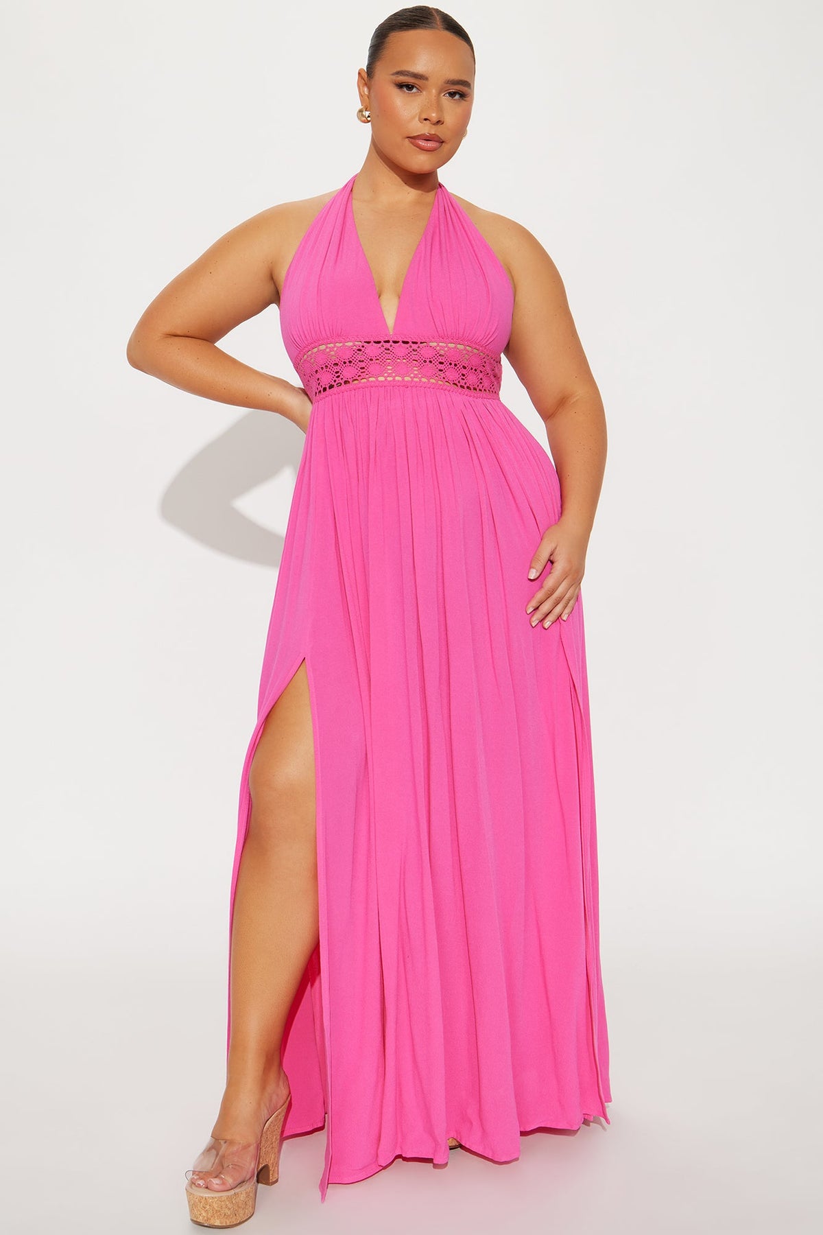 Jenna Gauze Maxi Dress - Hot Pink