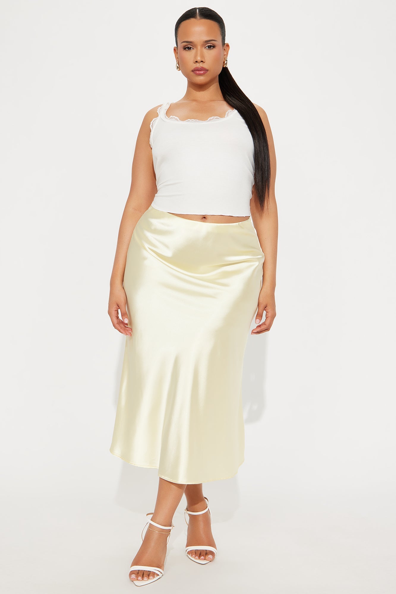 Finer Things Satin Midi Skirt - Butter Yellow