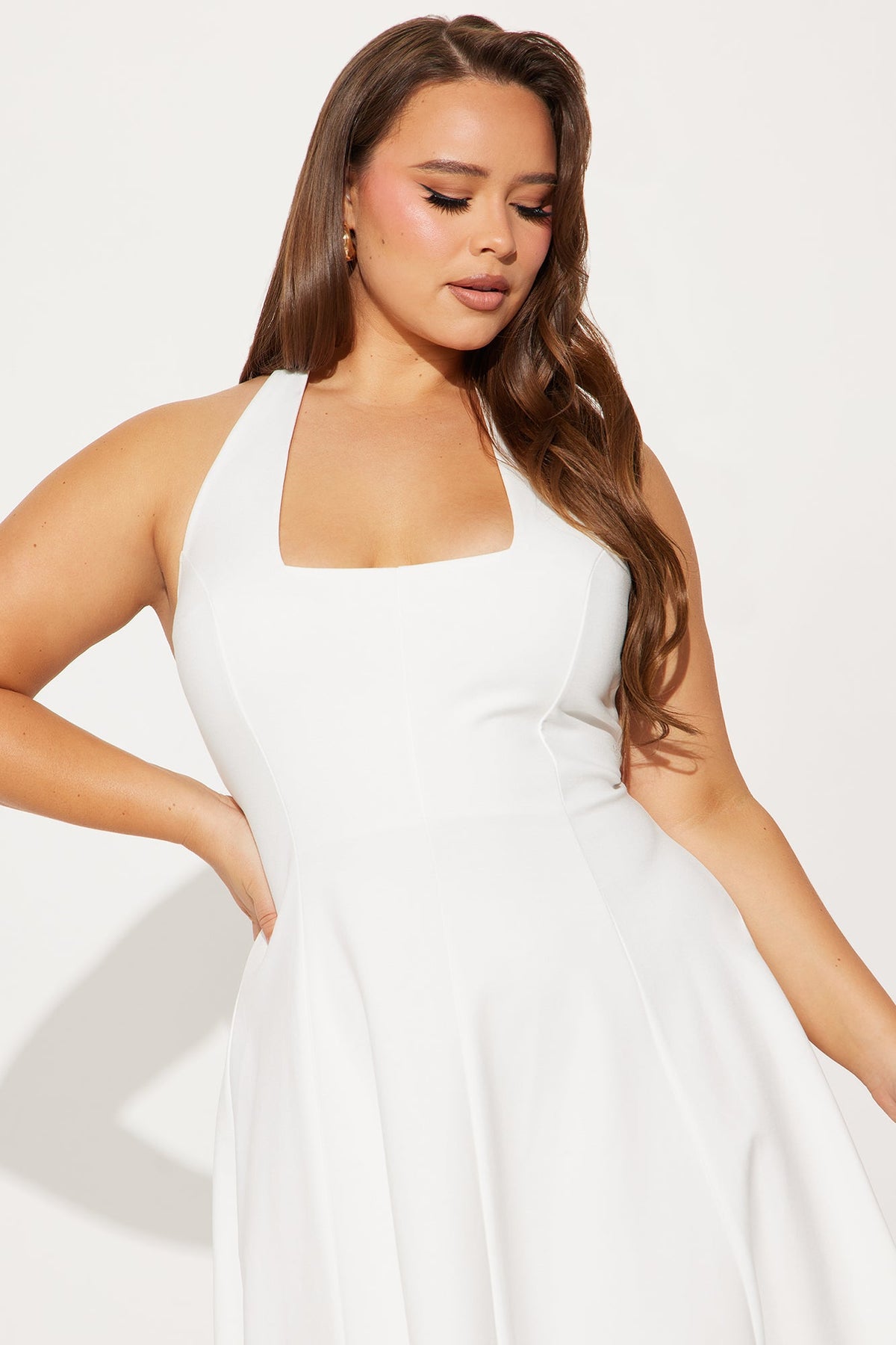Mabel Ponte Midi Dress - White