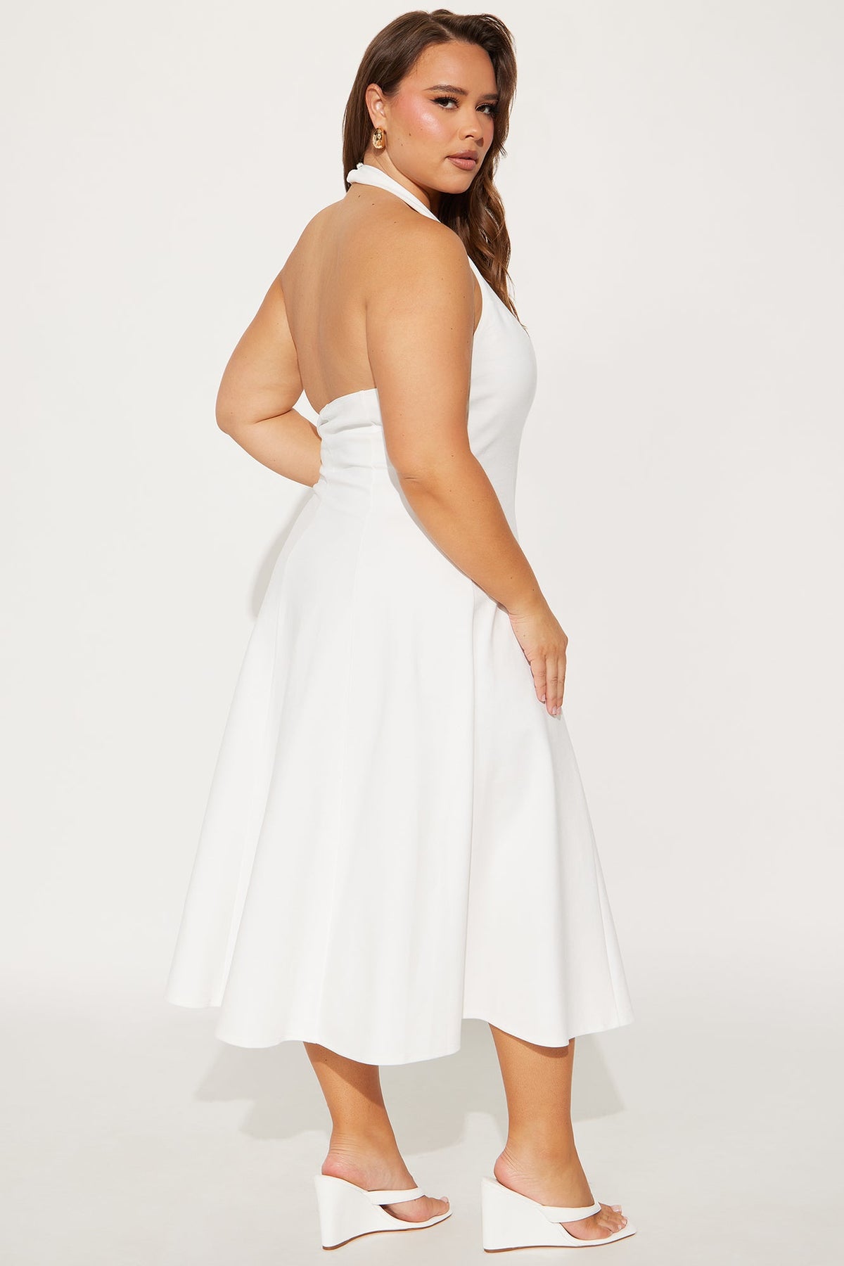 Mabel Ponte Midi Dress - White