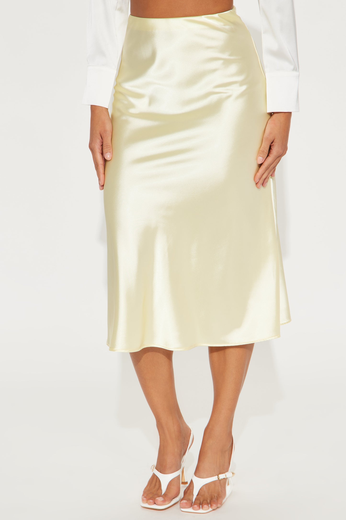 Finer Things Satin Midi Skirt - Butter Yellow