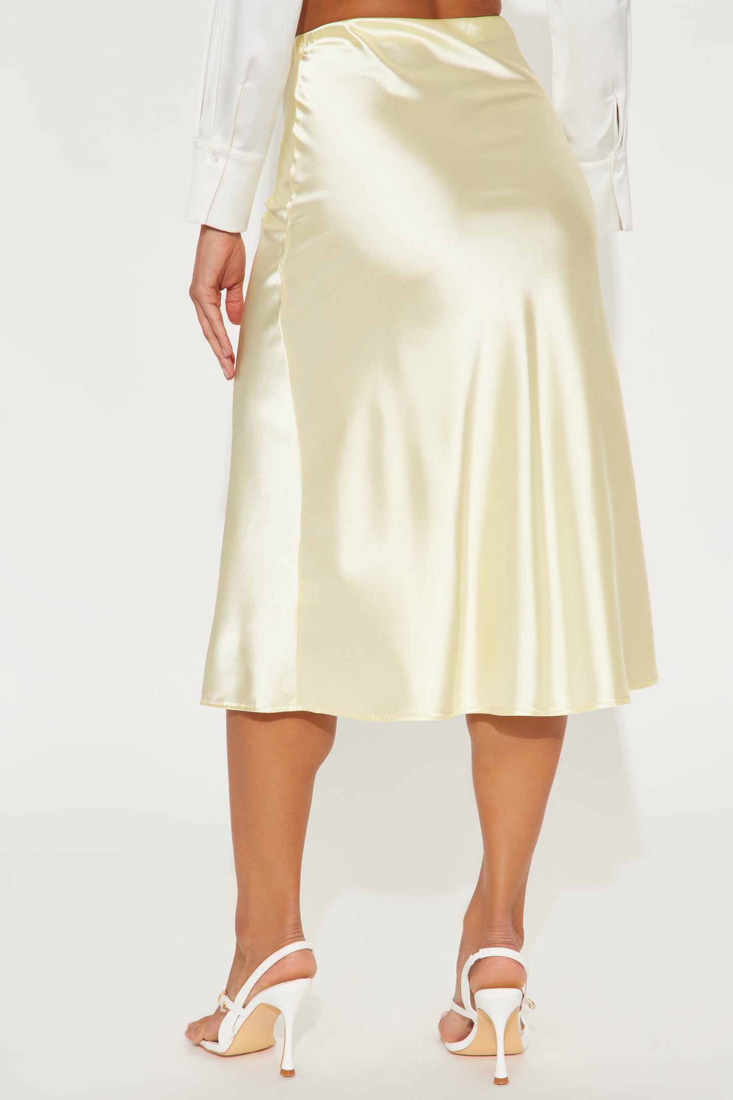 Finer Things Satin Midi Skirt - Butter Yellow