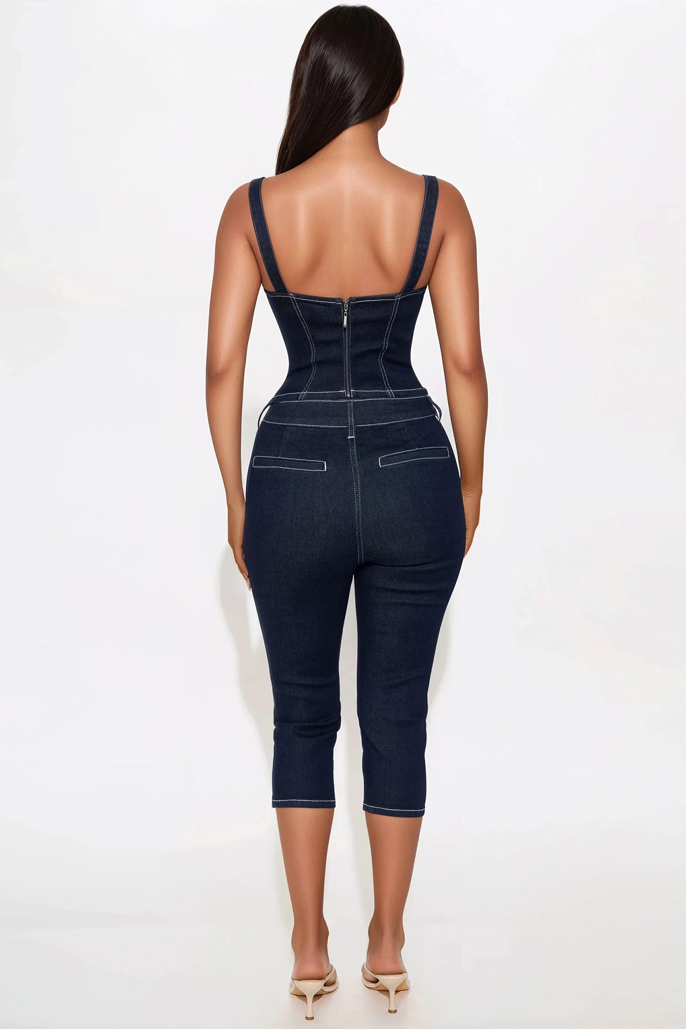 City Girl Denim Capri Set - Dark Wash