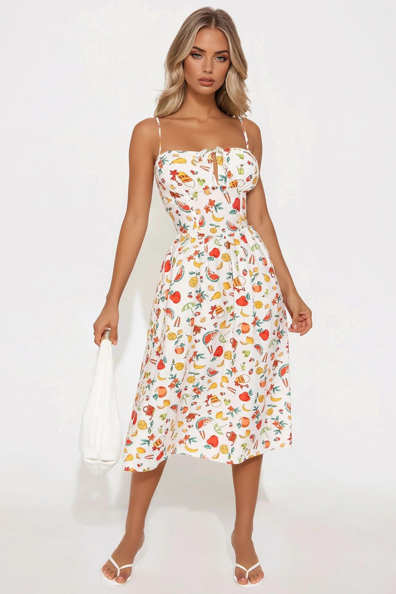 Day At The Beach Corset Midi Dress - Multi Color