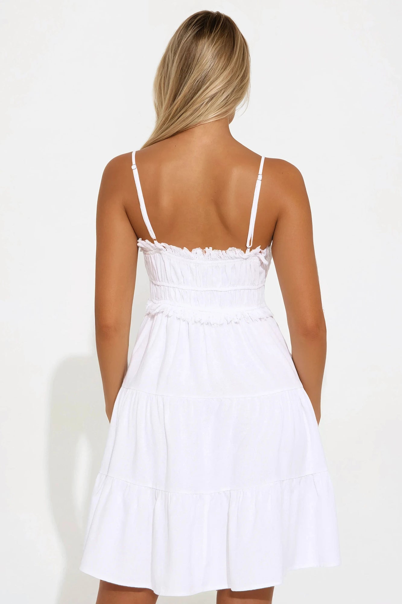 Vella Linen Mini Dress - White