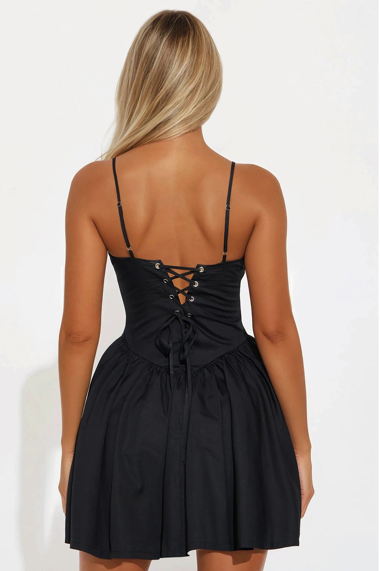 Kayla Poplin Mini Dress - Black
