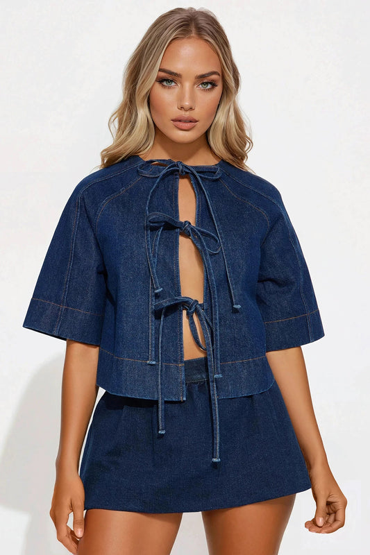 Karma Knows Denim Top - Dark Wash