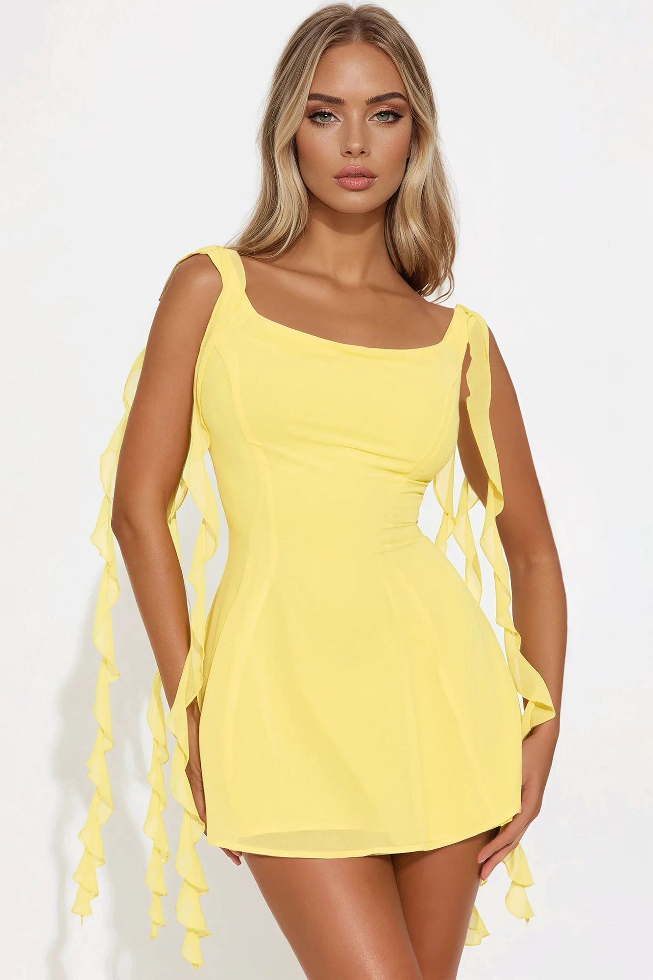 Leilani Ruffle Mini Dress - Yellow