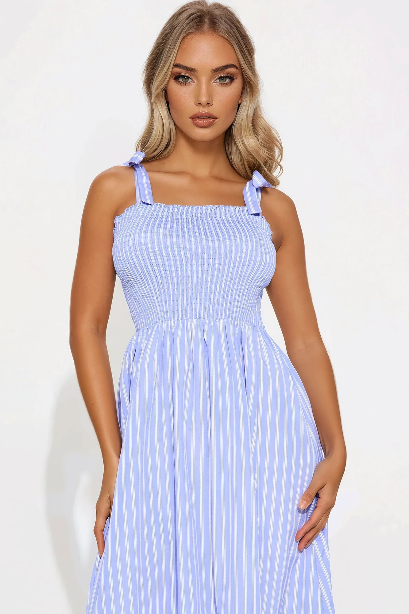 Kassi Poplin Maxi Dress - Blue/combo