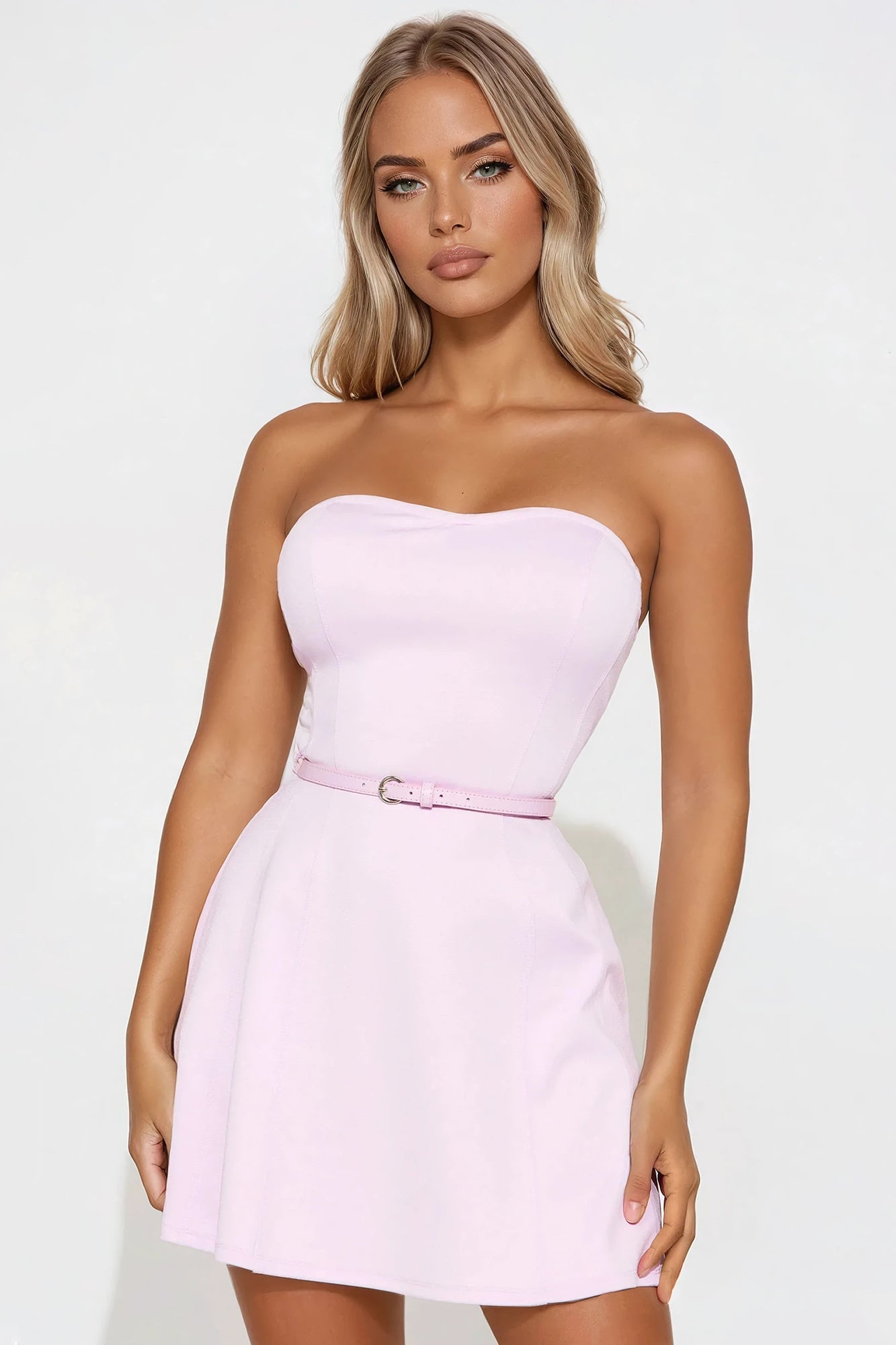 Hana Belted Ponte Mini Dress - Lavender