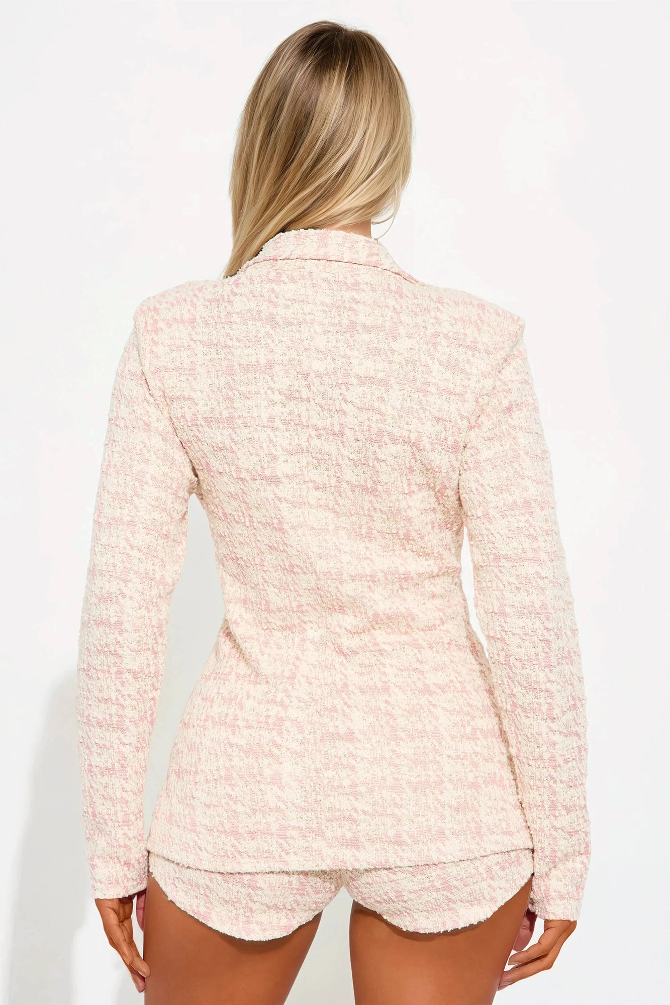 Get A Clue Tweed Blazer - Pink/combo