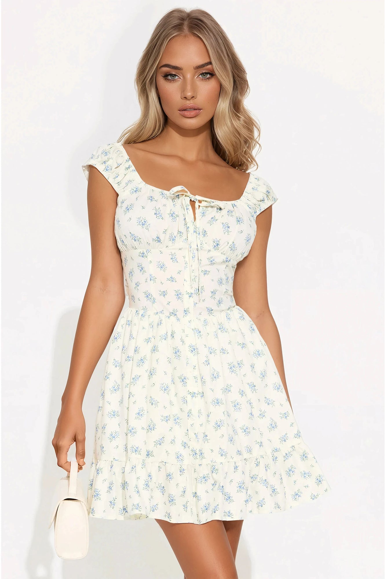 May Flowers Floral Mini Dress - Blue
