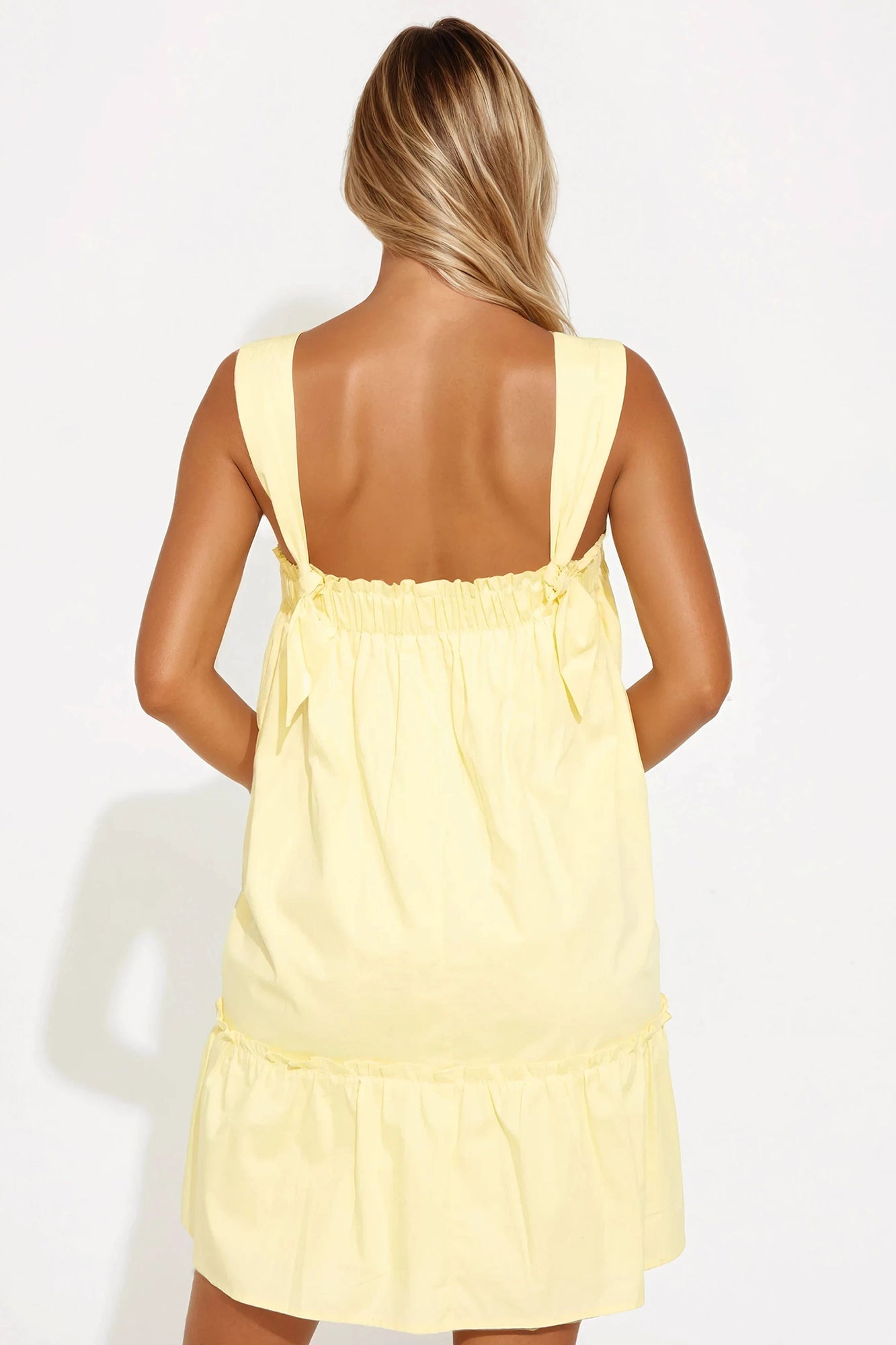 Winona Poplin Babydoll Mini Dress - Butter Yellow