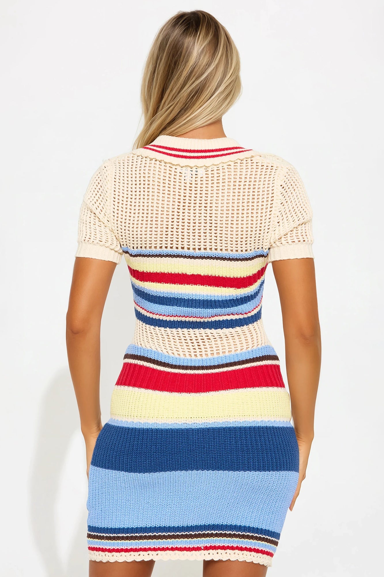 Pacific Tides Crochet Mini Dress - Blue/combo