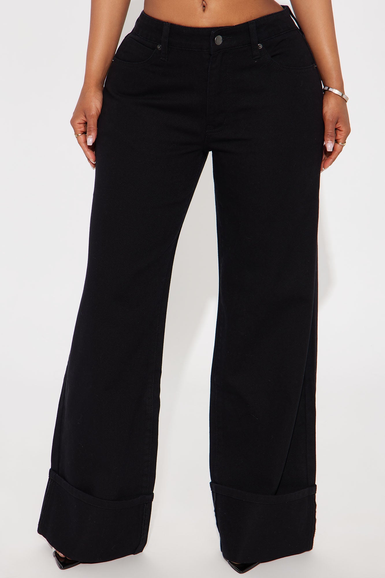 Tulsa Cuffed Hem Wide Leg Pant - Black