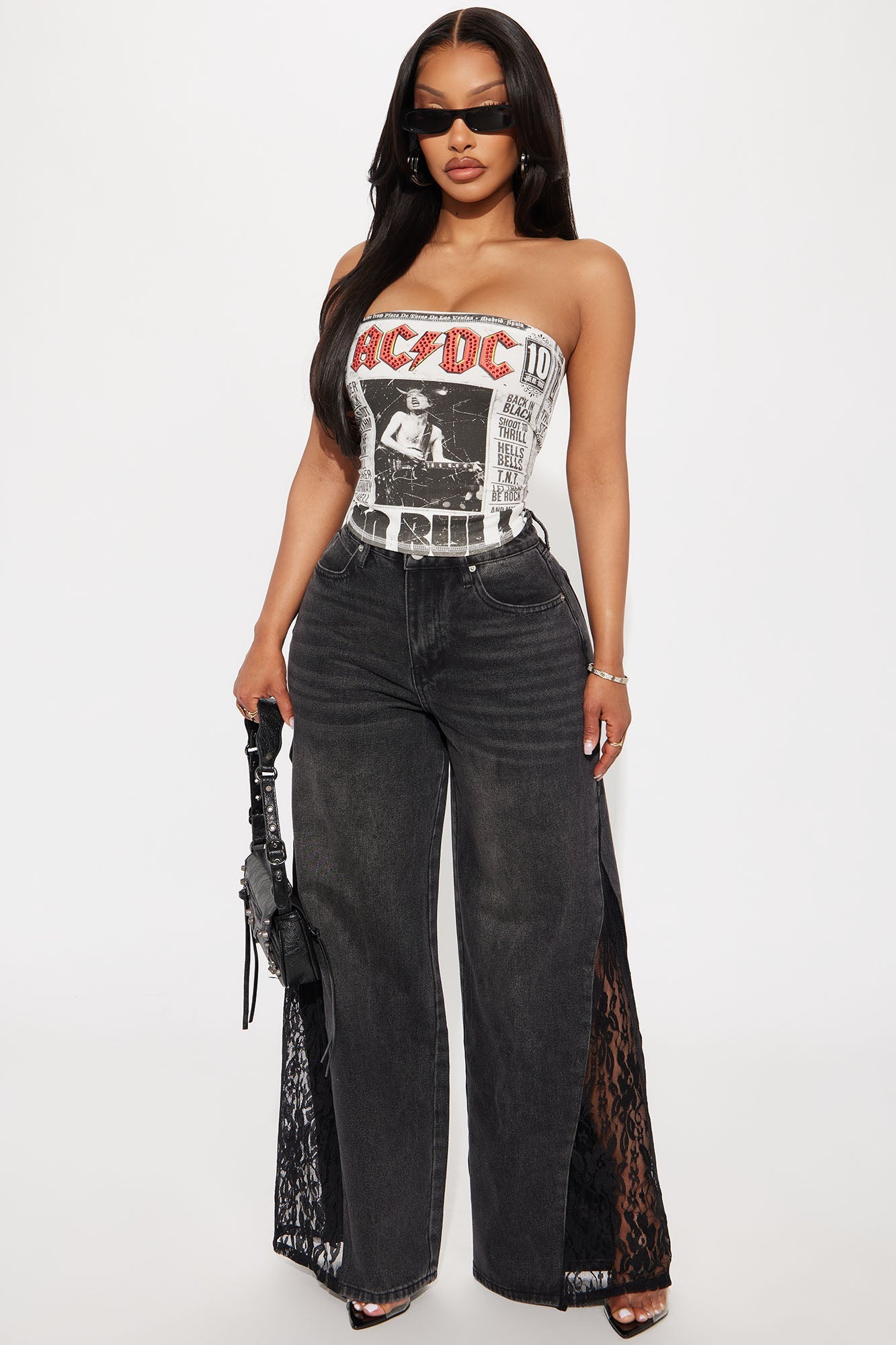 ACDC No Bull Rhinestone Tube Top  - White