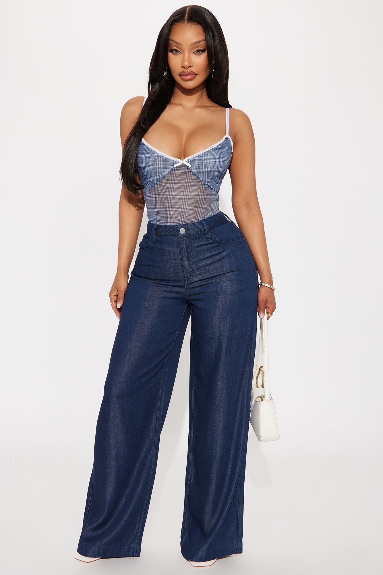 Warm Afternoons Plaid Mesh Bodysuit - Blue/combo